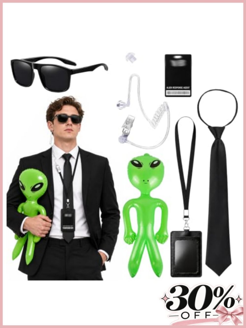 Men in Black Costume Set Spy Agent Accessories Halloween Cosplay Party